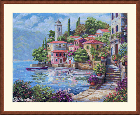 Pajūrio sodai – kryželiu siuvinėjimo rinkinys Aida 16, DMC, 31x40 cm