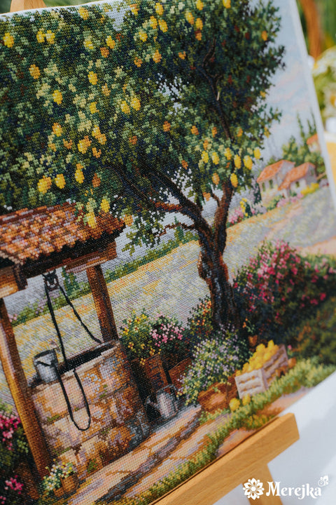 Kryželių siuvinėjimo rinkinys „Po citrinmedžiu“ 39×30 cm, DMC