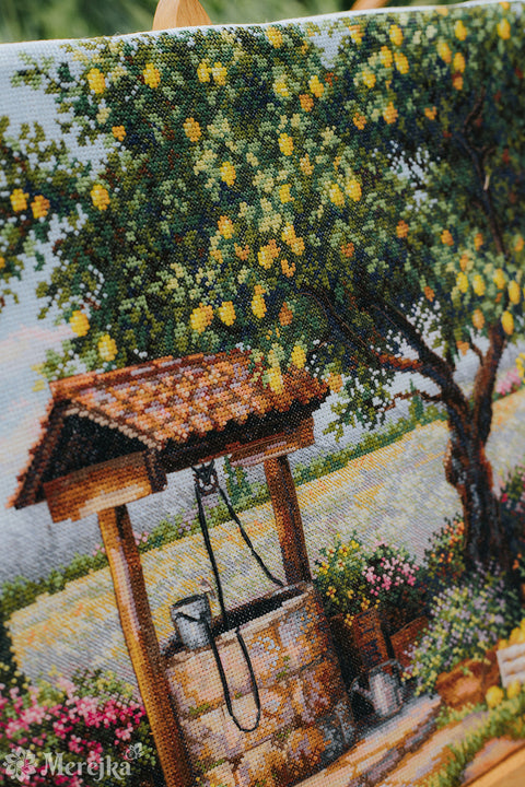 Kryželių siuvinėjimo rinkinys „Po citrinmedžiu“ 39×30 cm, DMC