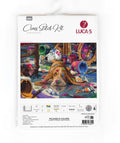 Kryželių rinkinys LUCA‑S Picasso's Colors – spalvingas šuniuko ir išmėtytų dažų motyvas, matomas ant pakuotės priekyje