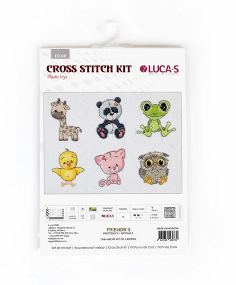 Kryželių rinkinys LUCA‑S FRIENDS 3 su 6 gyvūnų motyvais: žirafa, panda, varlė, viščiukas, katytė, pelėda