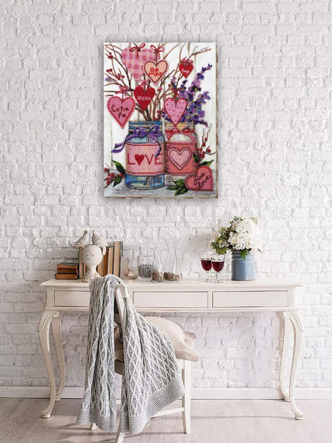 Rinkinys siuvinėjimui karoliukais „Apie meilę“ 25x34 cm AAB-729