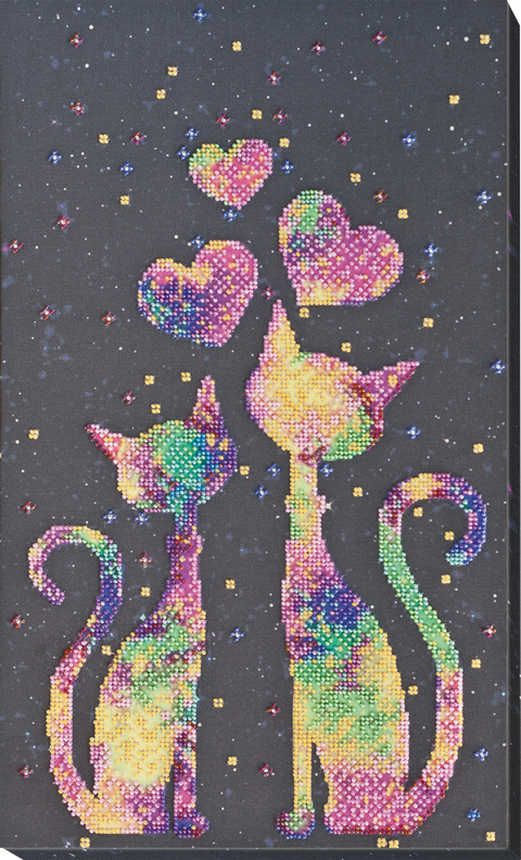 Karoliukų siuvinėjimo rinkinys „Murkiantys kačiukai“ 25x42 cm