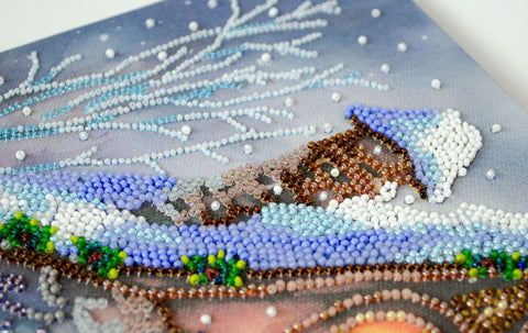 Žiemos pasaka karoliukų siuvinėjimo rinkinys paveikslui 25x28 cm
