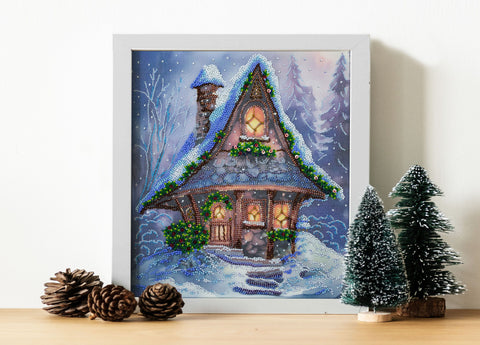 Žiemos pasaka karoliukų siuvinėjimo rinkinys paveikslui 25x28 cm