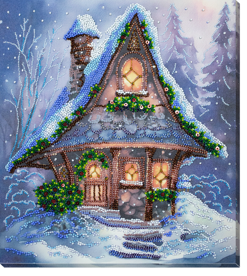Žiemos pasaka karoliukų siuvinėjimo rinkinys paveikslui 25x28 cm
