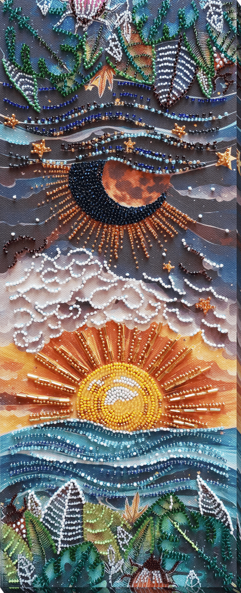Rinkinys siuvinėjimui karoliukais „Tarp dienos ir nakties“, 40x16 cm