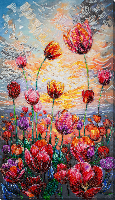 Puošnus karoliukų siuvinėjimo rinkinys „Pavasario ritmas“ 24x42 cm