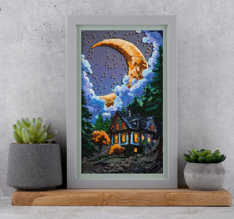 Karoliukų siuvinėjimo rinkinys „Tyli naktis“ 17x30 cm AAB-948