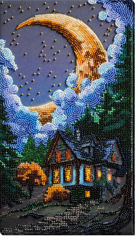 Karoliukų siuvinėjimo rinkinys „Tyli naktis“ 17x30 cm AAB-948