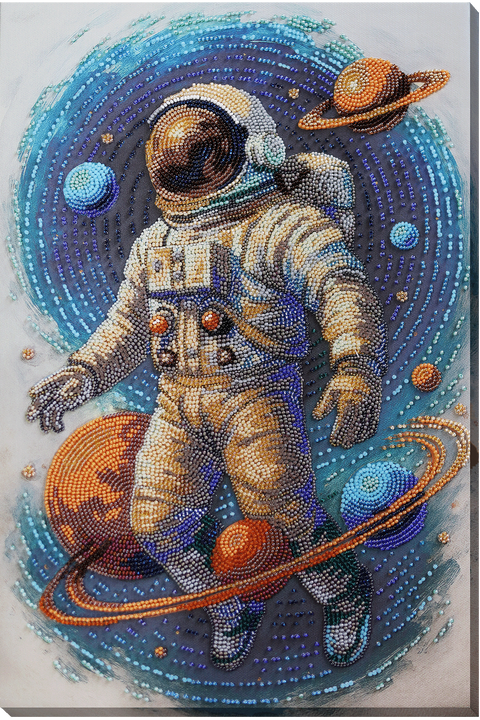 Karoliukų siuvinėjimo rinkinys „Kosminis keliautojas“ 26x39 cm AAB-962