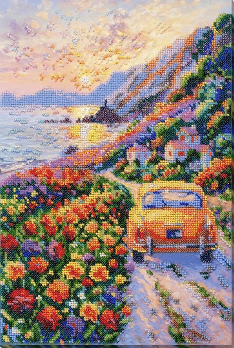 Siuvinėjimo karoliukais rinkinys „Saulėlydis virš jūros“ 23x34 AAB-968