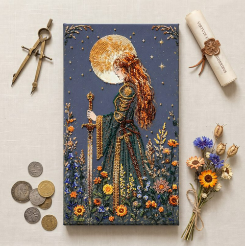 Karoliukų siuvinėjimo rinkinys „Mėnulio mergelė“ 16x28 cm