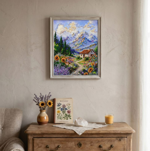 Karoliukų siuvinėjimo rinkinys „Takas į svajonę“, gamtos peizažas 22x33 cm
