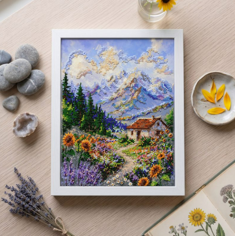 Karoliukų siuvinėjimo rinkinys „Takas į svajonę“, gamtos peizažas 22x33 cm