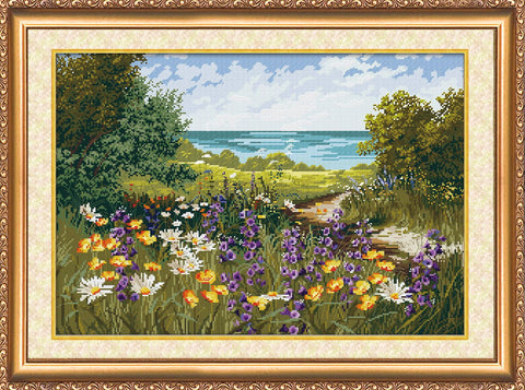 Siuvinėjimo kryželiu rinkinys „Vejos peizažas“ 48x30 cm AAH-007