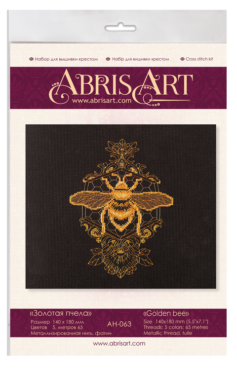 Kryželiu siuvinėjimo rinkinys „Auksinė bitė“ Abris Art AH-063