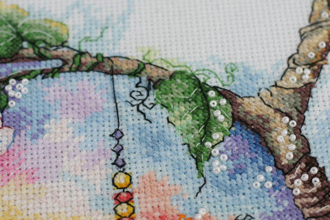 Siuvinėjimo kryželiu rinkinys „Saulėtas rojus“, 25x25 cm paveikslas