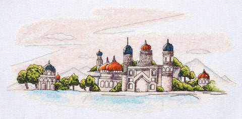 Siuvinėjimo kryželiu rinkinys „Spalvoti kupolai“, 38x18 cm AAH-110
