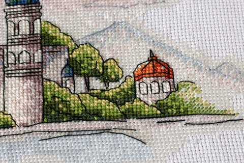 Siuvinėjimo kryželiu rinkinys „Spalvoti kupolai“, 38x18 cm AAH-110