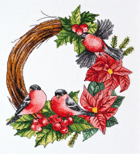 Kalėdinis vainikas „Žiemos pasaka“ siuvinėjimo rinkinys 25x27 cm