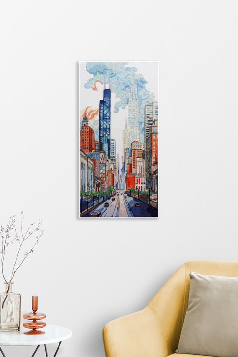 Siuvinėjimo kryželiu rinkinys „Didmiesčio peizažas“ 50x25 cm AAH-219