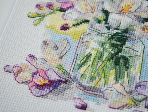 Rinkinys kryželiui „Pirmoji puokštė“ 17x17 cm