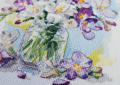 Rinkinys kryželiui „Pirmoji puokštė“ 17x17 cm