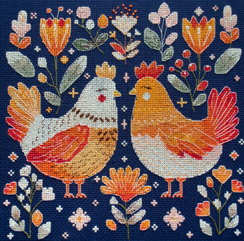 Siuvinėjimo kryželiu rinkinys „Geriausios vištų draugės“ 23x23 cm