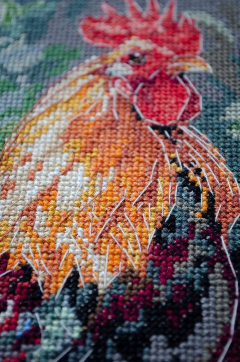Siuvinėjimo kryželiu rinkinys „Gaidys kieme“ 23x30 cm Deco Scenes