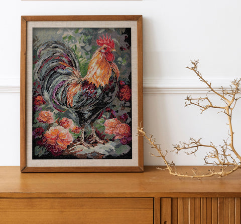 Siuvinėjimo kryželiu rinkinys „Gaidys kieme“ 23x30 cm Deco Scenes
