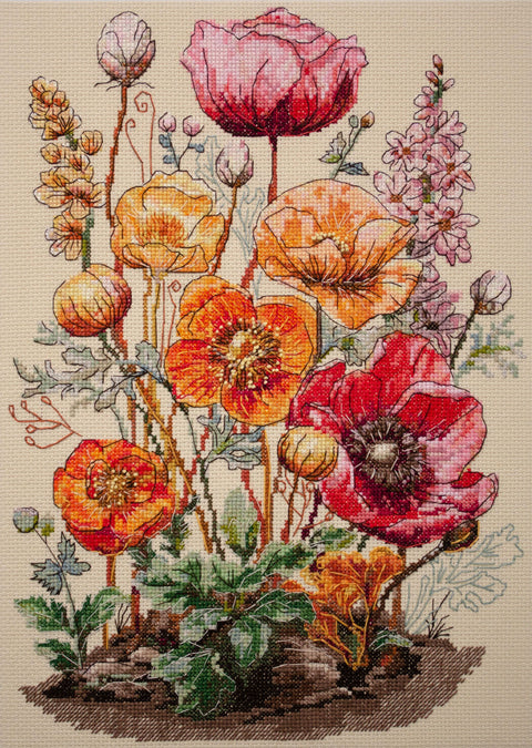 Siuvinėjimo kryželiu rinkinys „Pievos šnabždesys“ 23x34 cm