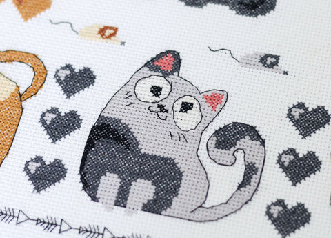 Rinkinys siuvinėjimui kryželiu „Meow-meow“ katė 35x35 cm AAH-281