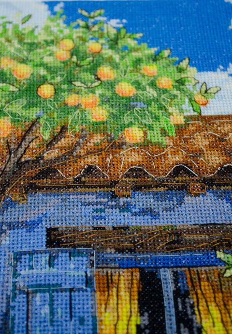 Kryželiu siuvinėjimo rinkinys „Viduržemio svaja“ 18x34 cm AAH-291