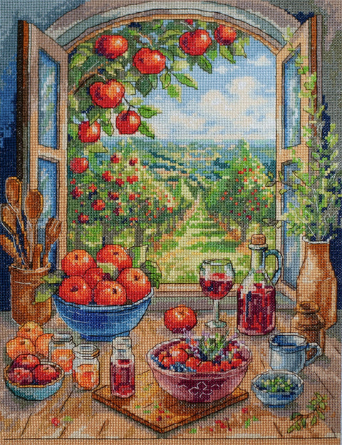 Siuvinėjimo rinkinys kryželiu „Obelų rojus“ 24x32 cm AAH-305