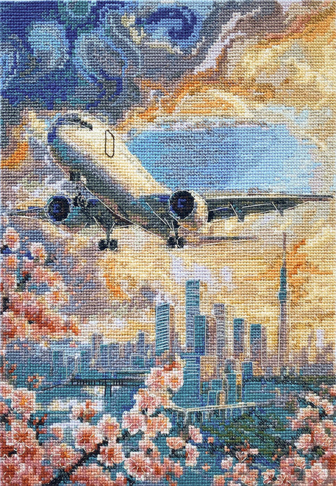 Siuvinėjimo kryželiu rinkinys „Virš dangaus“ 17x23 cm AAH-308