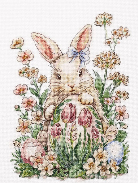 Rinkinys siuvinėjimui kryželiu „Velykinis triušiukas“ 17x24 cm