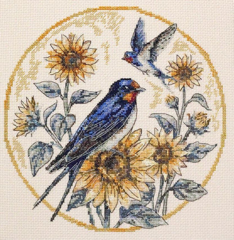 Kryželių siuvinėjimo rinkinys „Kregždžių melodija“ 24x24 cm