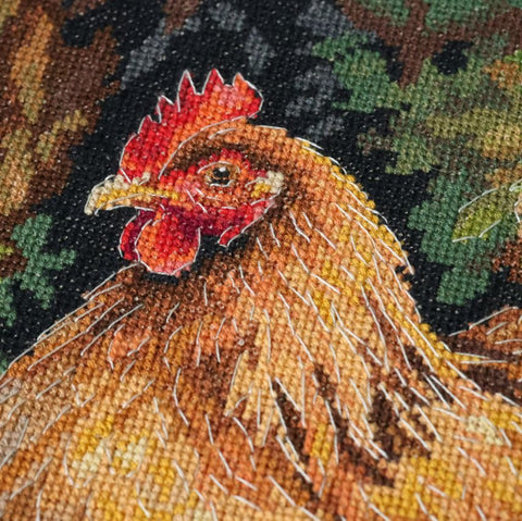 Siuvinėjimo kryželiu rinkinys „Višta kieme“ 23x30 cm, gyvūnai