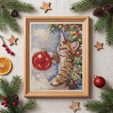 Kryželių siuvinėjimo rinkinys „Pūkuotas išdykėlis“ 17×22 cm, 37 spalvų