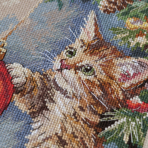Kryželių siuvinėjimo rinkinys „Pūkuotas išdykėlis“ 17×22 cm, 37 spalvų