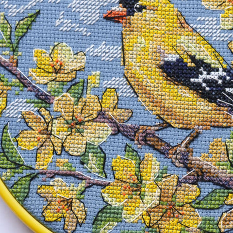 Kryželiu siuvinėjimo rinkinys „Saulėtas svečias“, 15x15 cm, gyvūnų motyvas