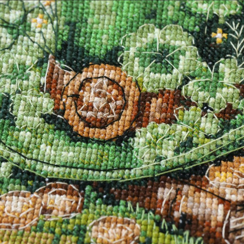 Siuvinėjimo kryželiu rinkinys su lankeliu „Leprekono skrybėlė“ 15x15 cm