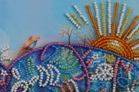 Mini karoliukų siuvinėjimo rinkinys „Neoninis dramblys“ 15x15 cm