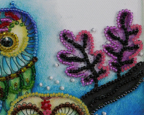 Mini karoliukų siuvinėjimo rinkinys „Naktinė pora“ 15x15 cm