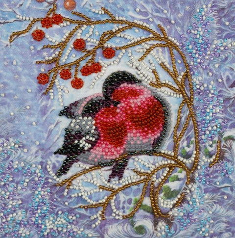 Mini karoliukų siuvinėjimo rinkinys „Šiluma kartu“ 15x15 cm AAM-183