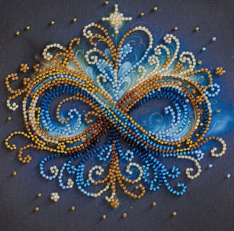 Mini karoliukų siuvinėjimo rinkinys „Begalybė“, 15x15 cm