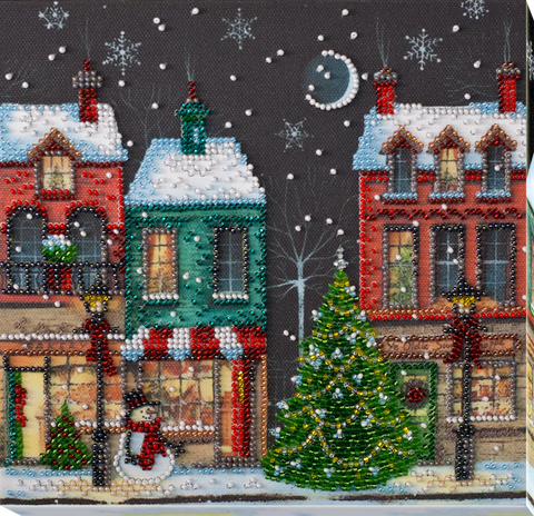 Miesto žiemos pasaka – karoliukų siuvinėjimo rinkinys 20x20 cm