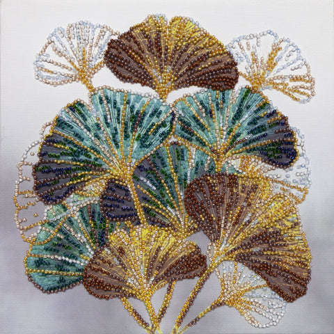 Siuvinėjimo karoliukais rinkinys „Smaragdinė šakelė“ 20x20 cm