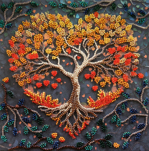 Vidutinis karoliukų siuvinėjimo rinkinys „Šilti jausmai“ 20x20 cm